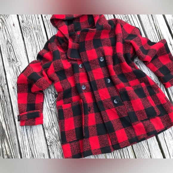 Ladies MAXWELL STUDIO Fall Winter Buffalo Plaid Hooded Pea Coat Jacket XL - Picture 3 of 14